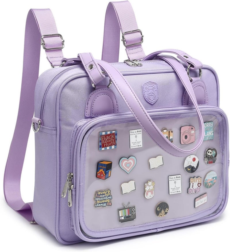 CHERRY SAUCE Oxford Ita Bag Crossbody Shoulder Bag Satchel Messenger Backpack Multi-Purpose Pins Display - Image 5